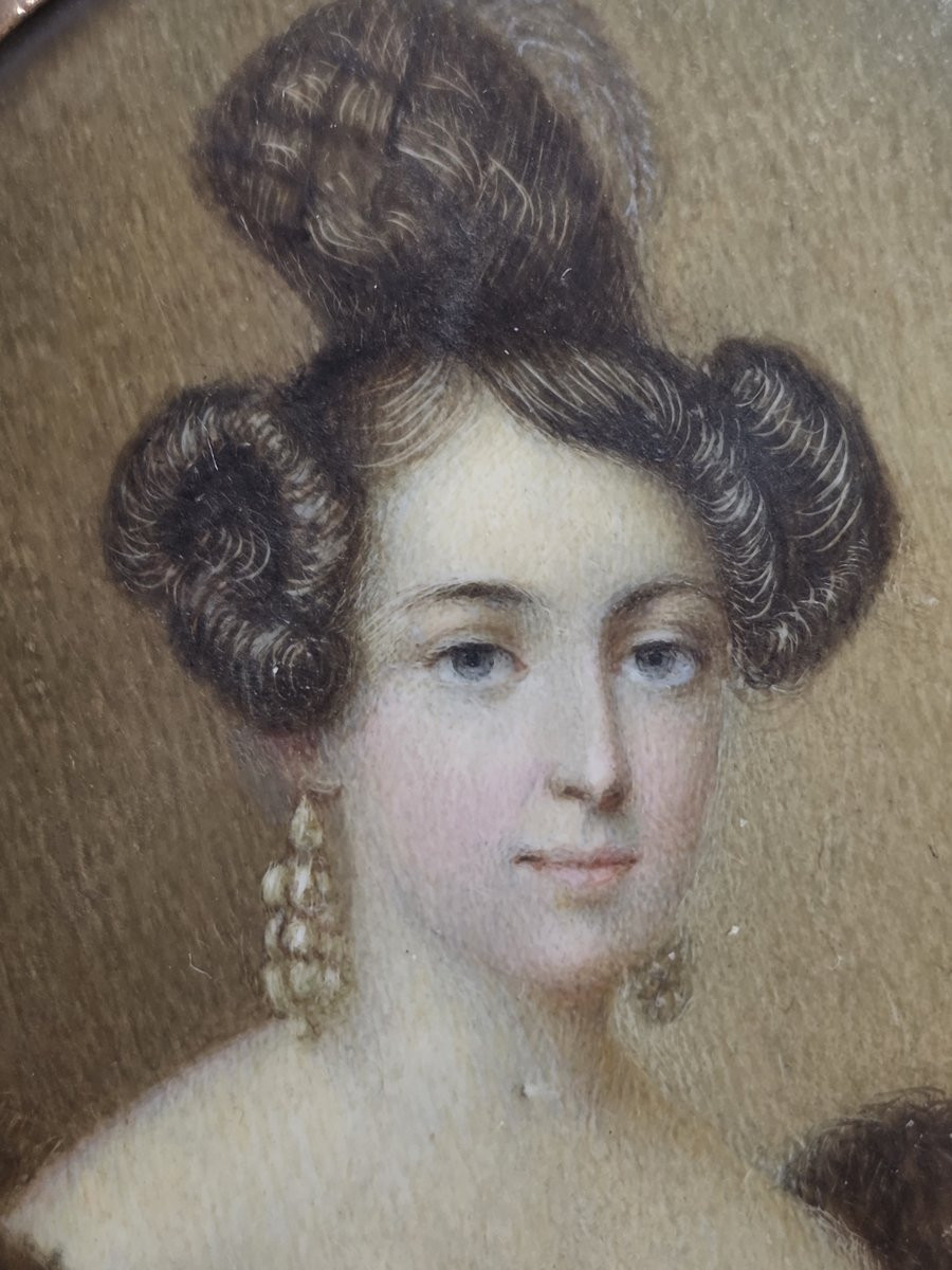 Miniatura – Ritratto di una nobildonna  – Firmata e datata 1826-photo-5