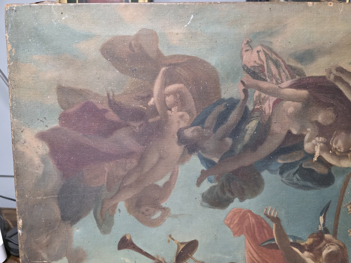 Bozzetto olio su tela per affresco "Allegoria Trionfale" periodo primi ottocento.-photo-3