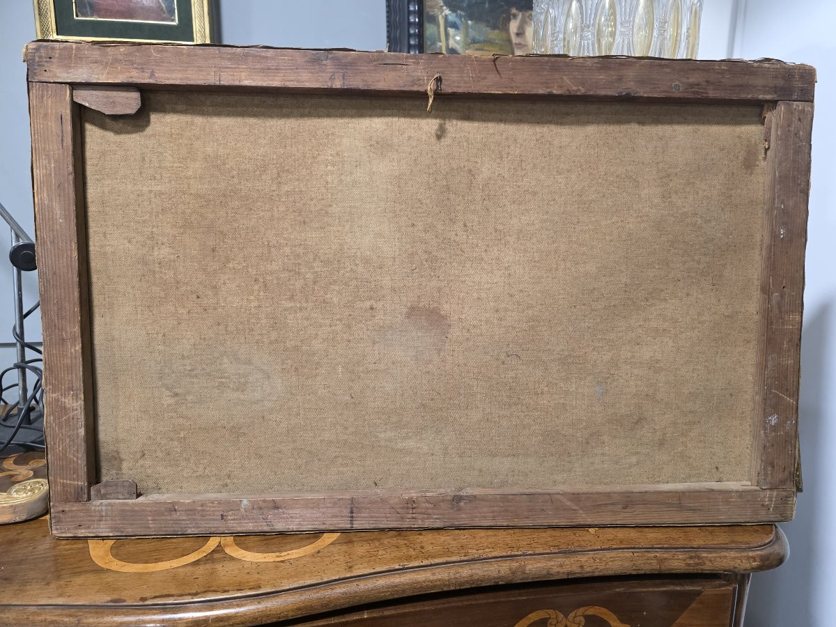 Bozzetto olio su tela per affresco "Allegoria Trionfale" periodo primi ottocento.-photo-4