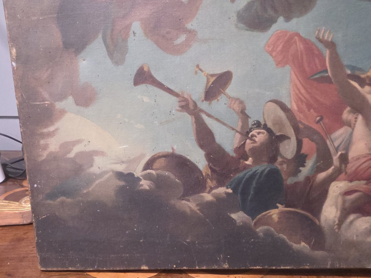 Bozzetto olio su tela per affresco "Allegoria Trionfale" periodo primi ottocento.-photo-1