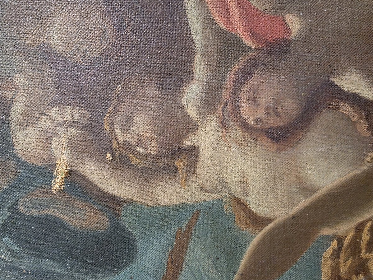 Bozzetto olio su tela per affresco "Allegoria Trionfale" periodo primi ottocento.-photo-3