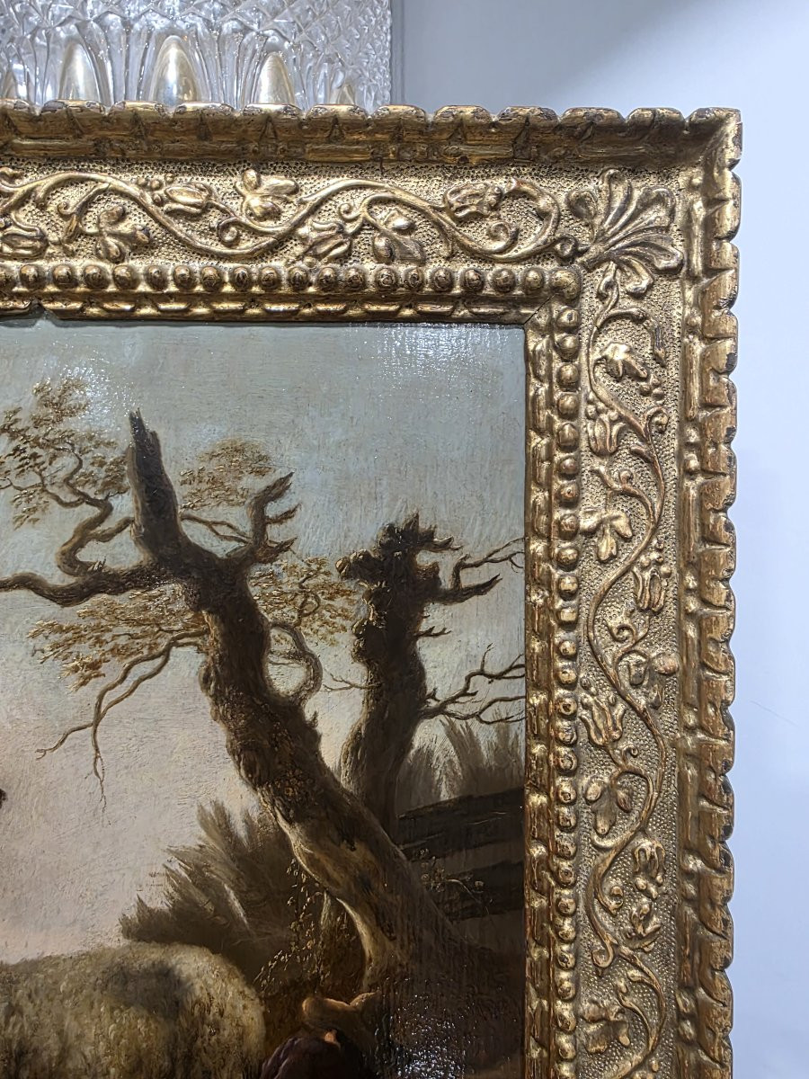 Olio su tavola fiammingo firmato Wolfert Jan Baptist  (Anversa, 1625/1687)-photo-2