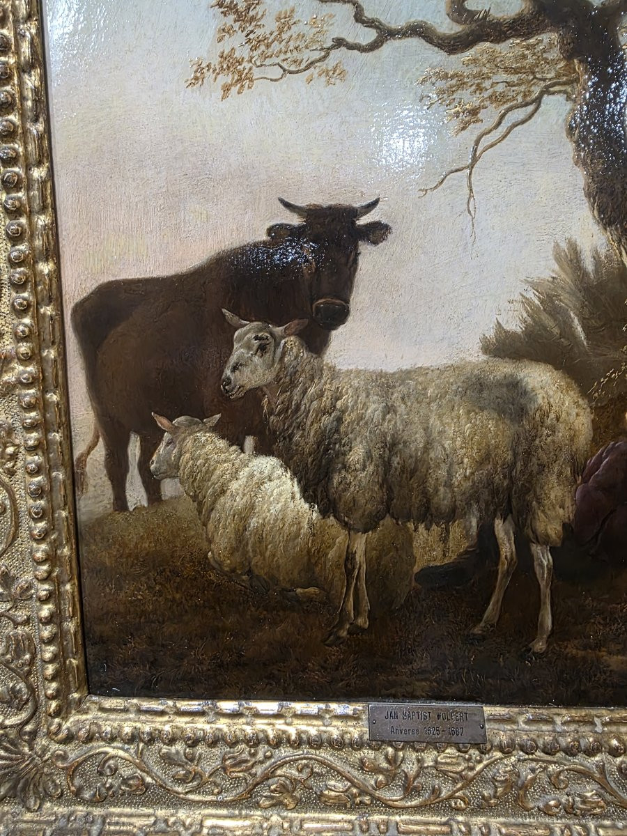 Olio su tavola fiammingo firmato Wolfert Jan Baptist  (Anversa, 1625/1687)-photo-6