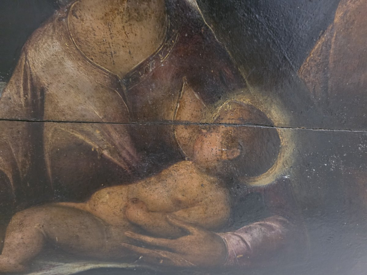 Olio su tavola tardo cinquecento "Sacra Famiglia" Italia centrale-photo-4