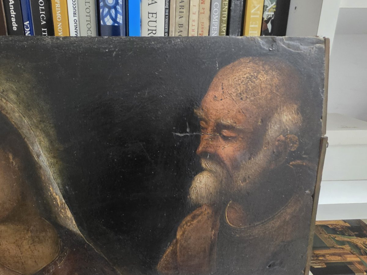 Olio su tavola tardo cinquecento "Sacra Famiglia" Italia centrale-photo-2