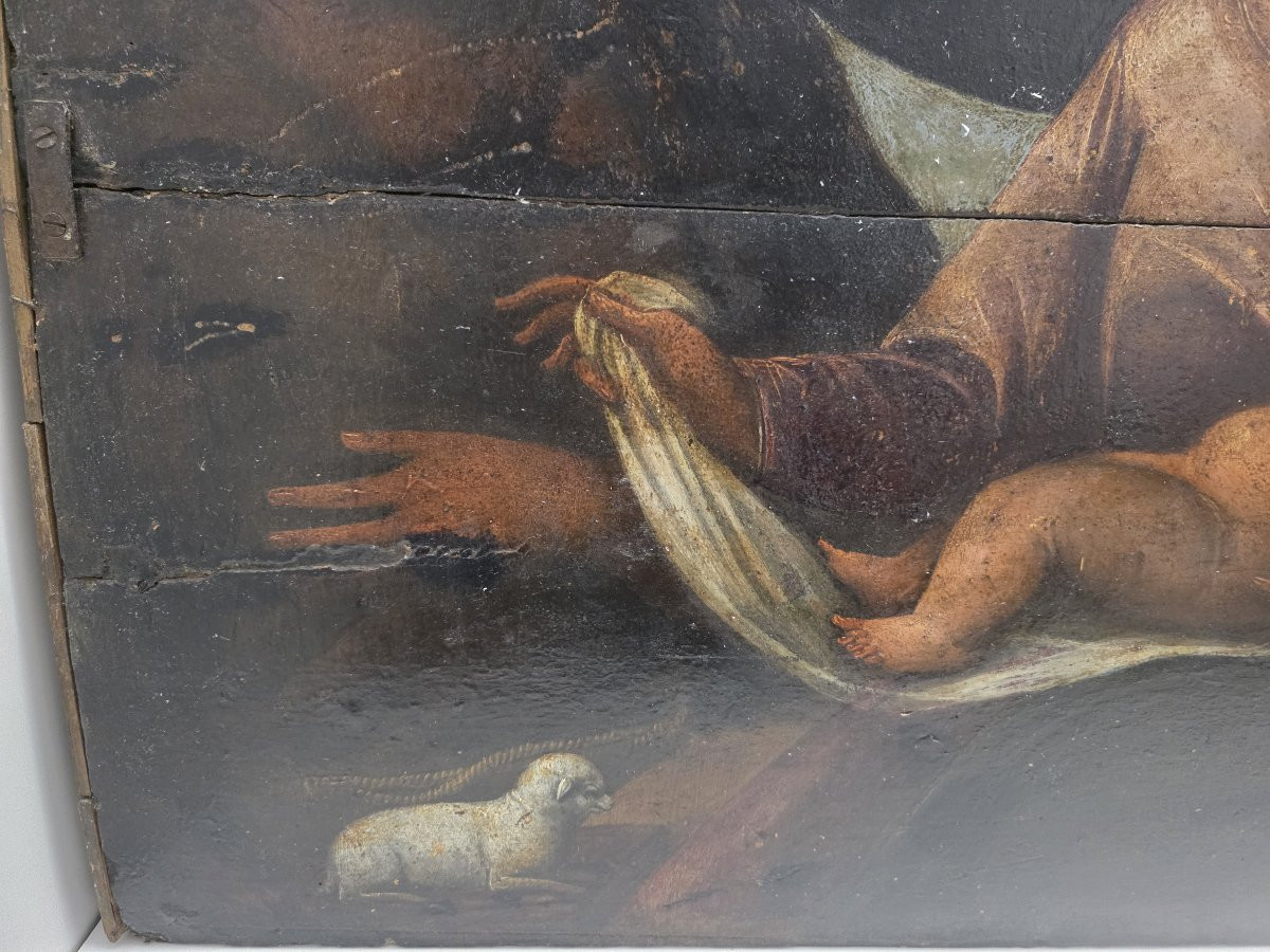 Olio su tavola tardo cinquecento "Sacra Famiglia" Italia centrale-photo-7