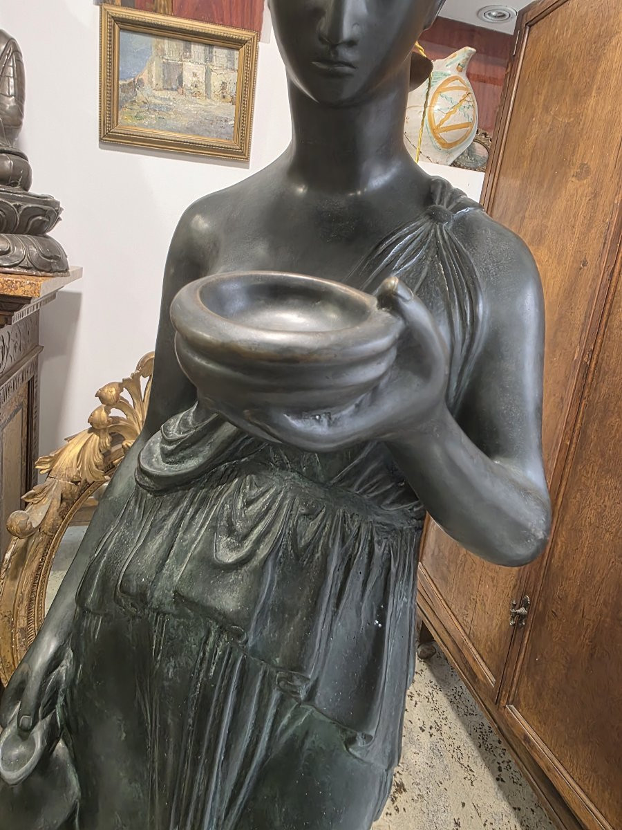 Scultura in bronzo di Ebe, dal modello Thorwaldsen - primi del XX secolo-photo-1