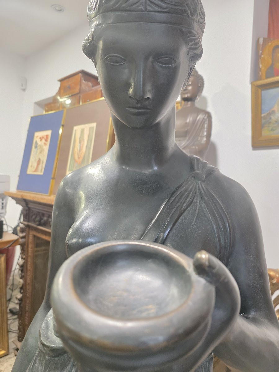 Scultura in bronzo di Ebe, dal modello Thorwaldsen - primi del XX secolo-photo-2