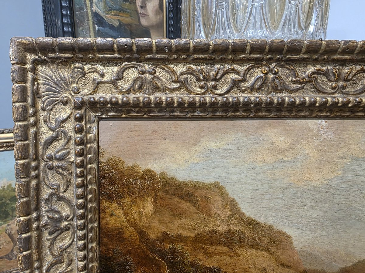 Olio su tavola fiammingo del seicento "Paesaggio"-photo-6