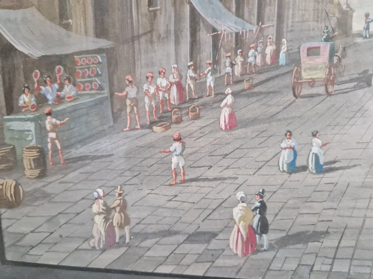 Scuola Napoletana del XIX secolo Veduta di Napoli da Mergellina a guazzo-photo-7