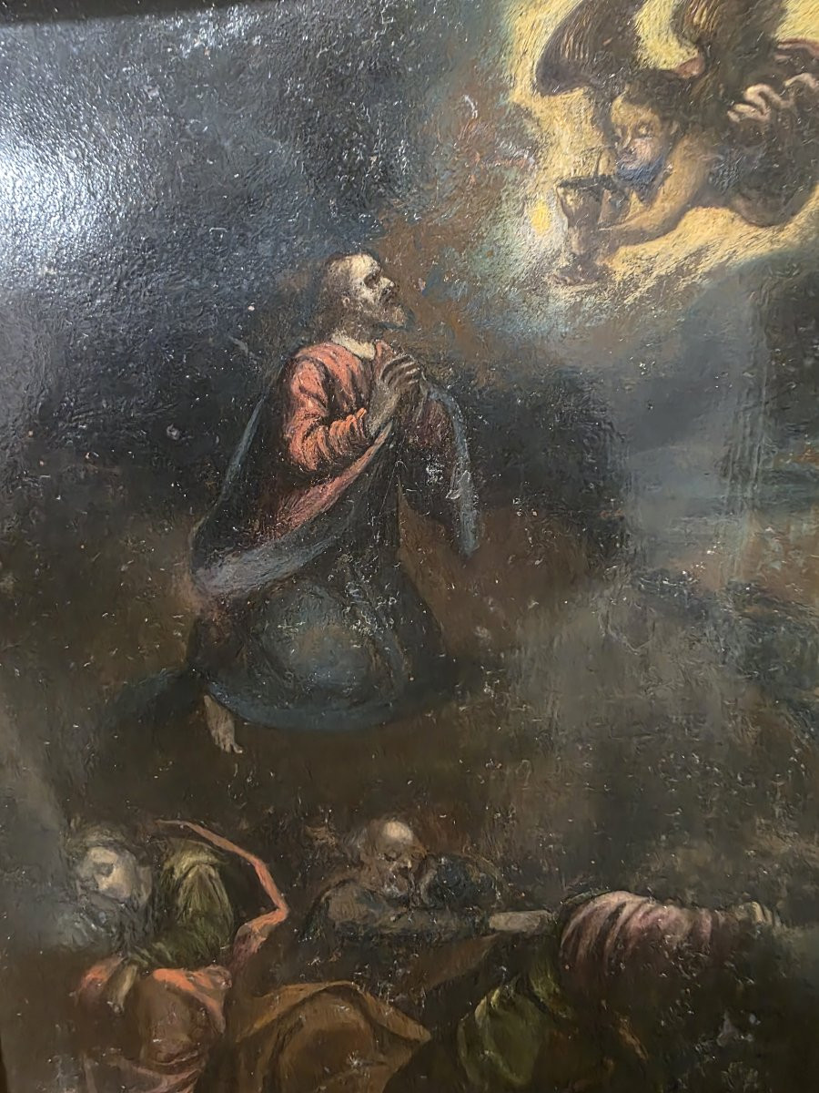 Olio su rame del seicento "Orazione di Cristo nell'orto di Getsemani"-photo-3