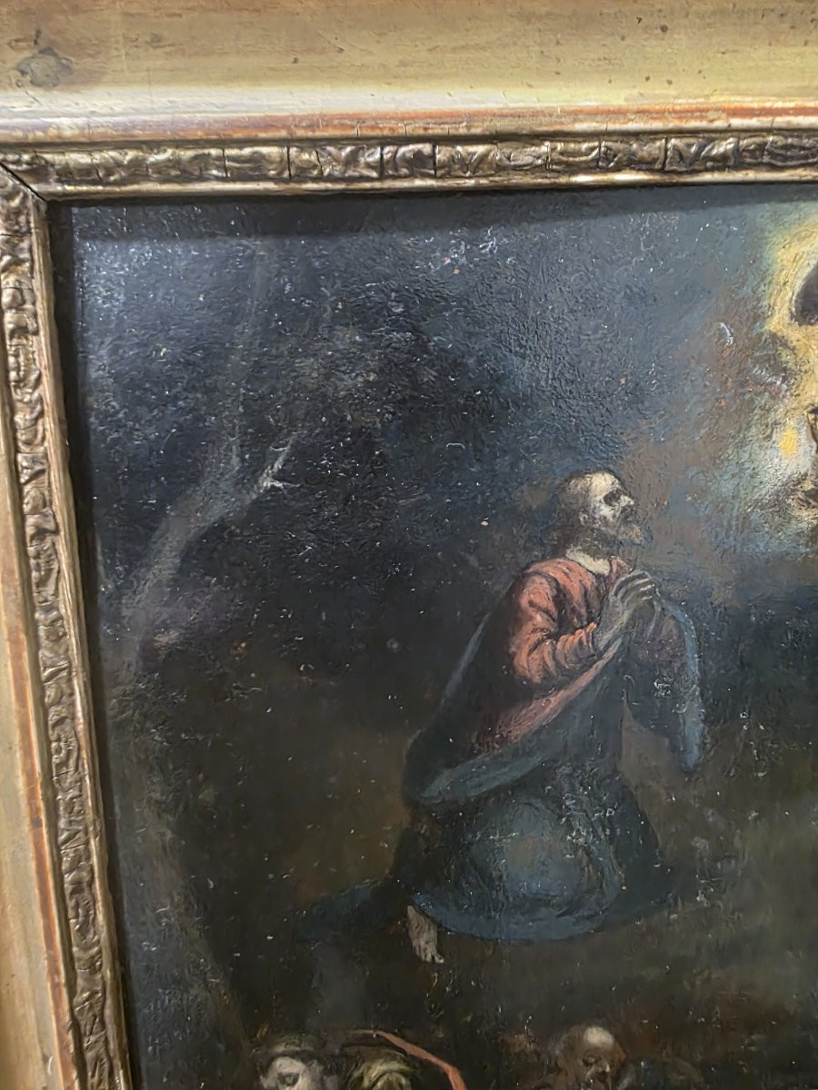 Olio su rame del seicento "Orazione di Cristo nell'orto di Getsemani"-photo-3