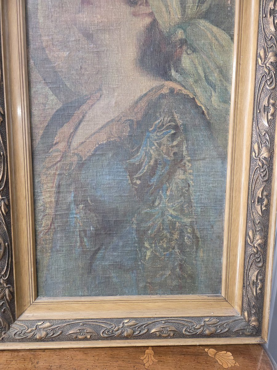 Cromolitografia "Figura femminile. busto femminile" Periodo Liberty-photo-2