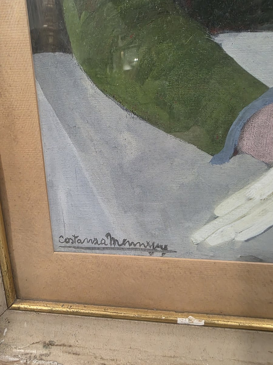 "Donna" , Olio su tela cm  76 x 60   della pittrice Costanza Mennyey Capogrossi-photo-4