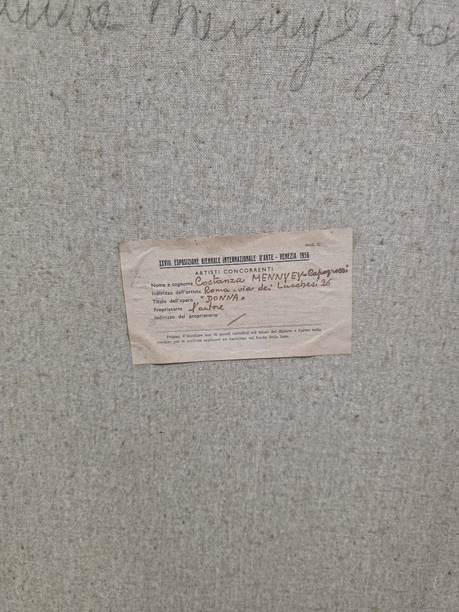 "Donna" , Olio su tela cm  76 x 60   della pittrice Costanza Mennyey Capogrossi-photo-4