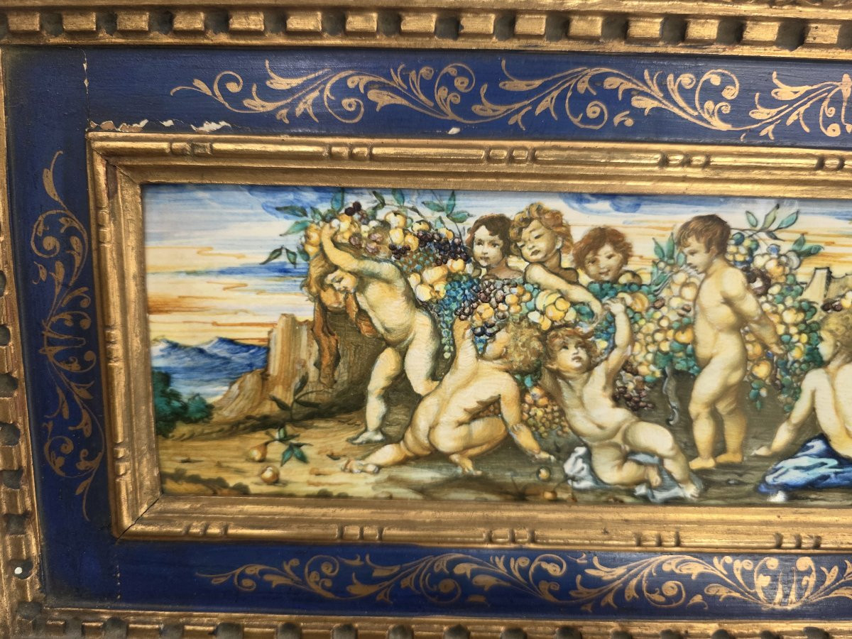 Mattonella in maiolica policroma firmata Molaroni Pesaro-photo-1