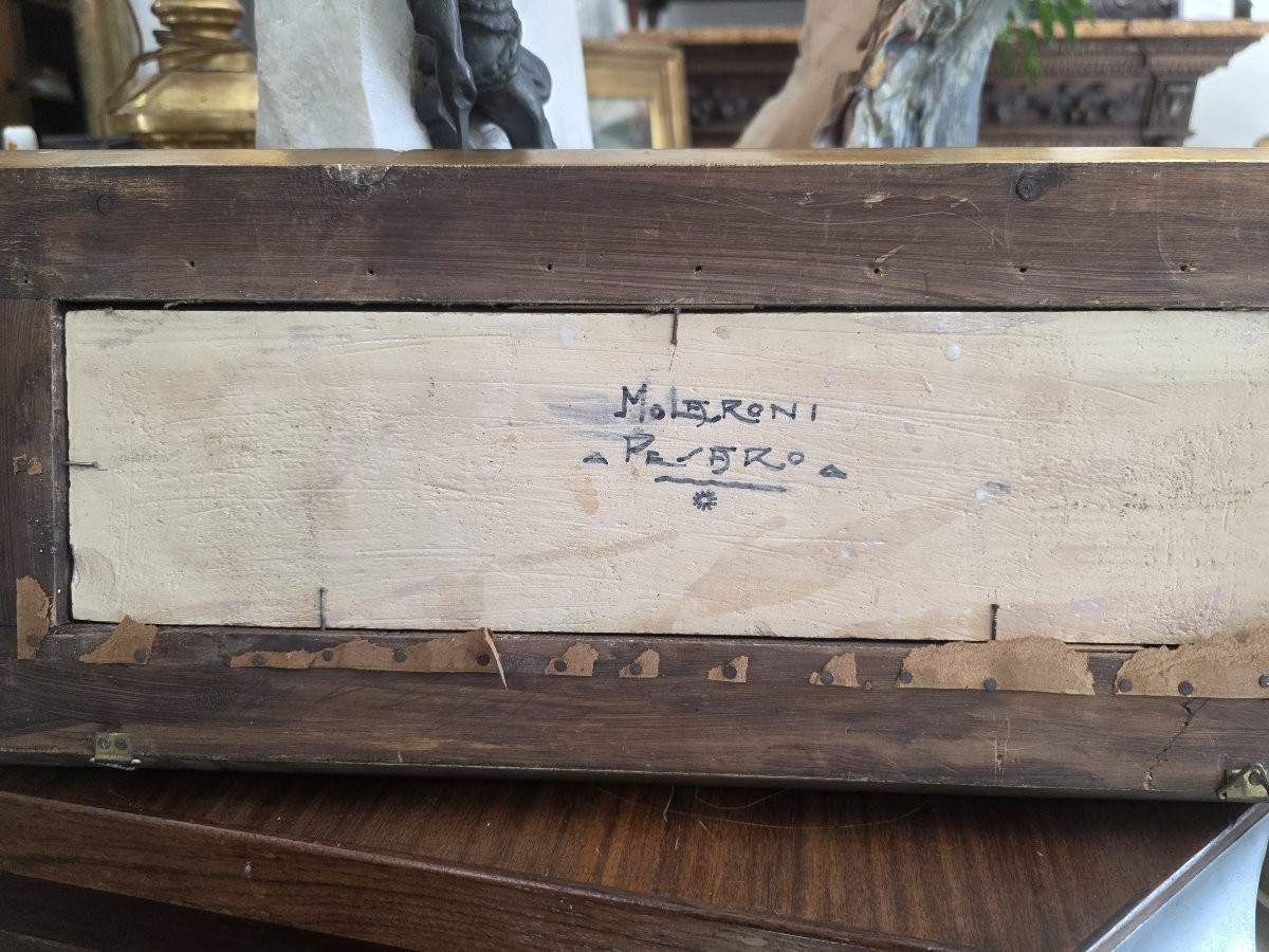 Mattonella in maiolica policroma firmata Molaroni Pesaro-photo-2