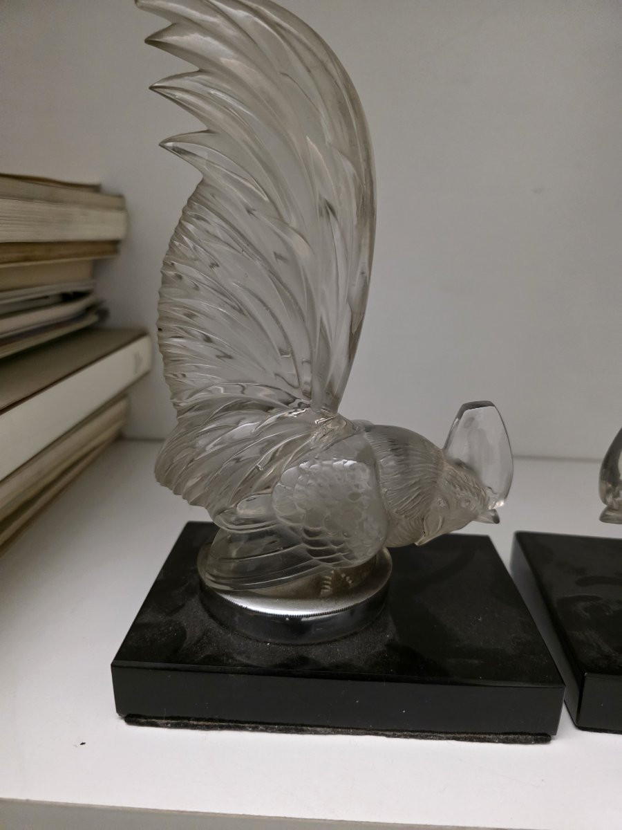 Coppia di Galli in cristallo di R.Lalique fine anni venti-photo-2