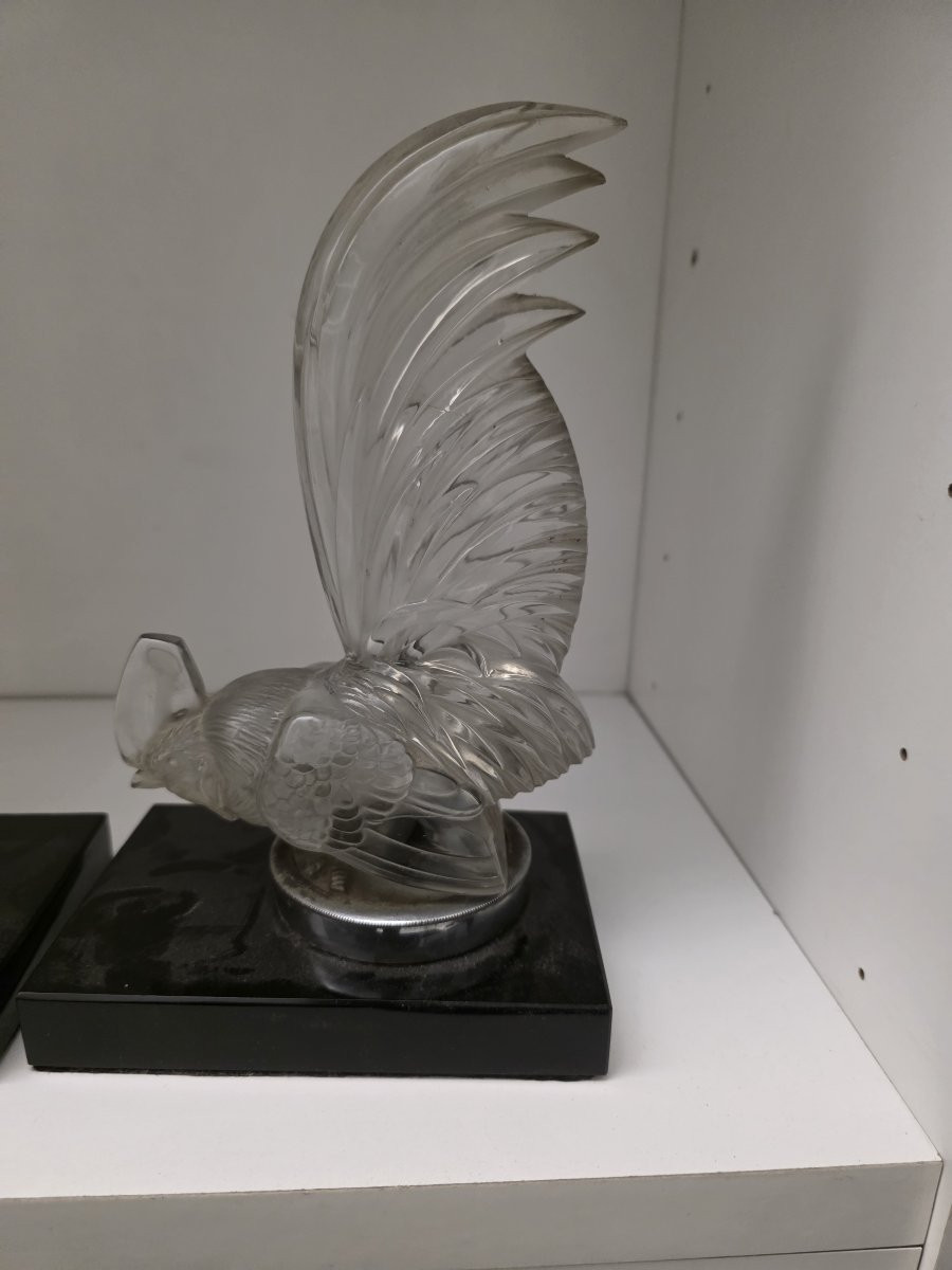 Coppia di Galli in cristallo di R.Lalique fine anni venti-photo-3