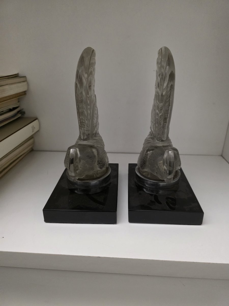 Coppia di Galli in cristallo di R.Lalique fine anni venti-photo-1