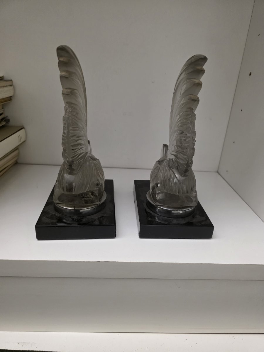 Coppia di Galli in cristallo di R.Lalique fine anni venti-photo-2