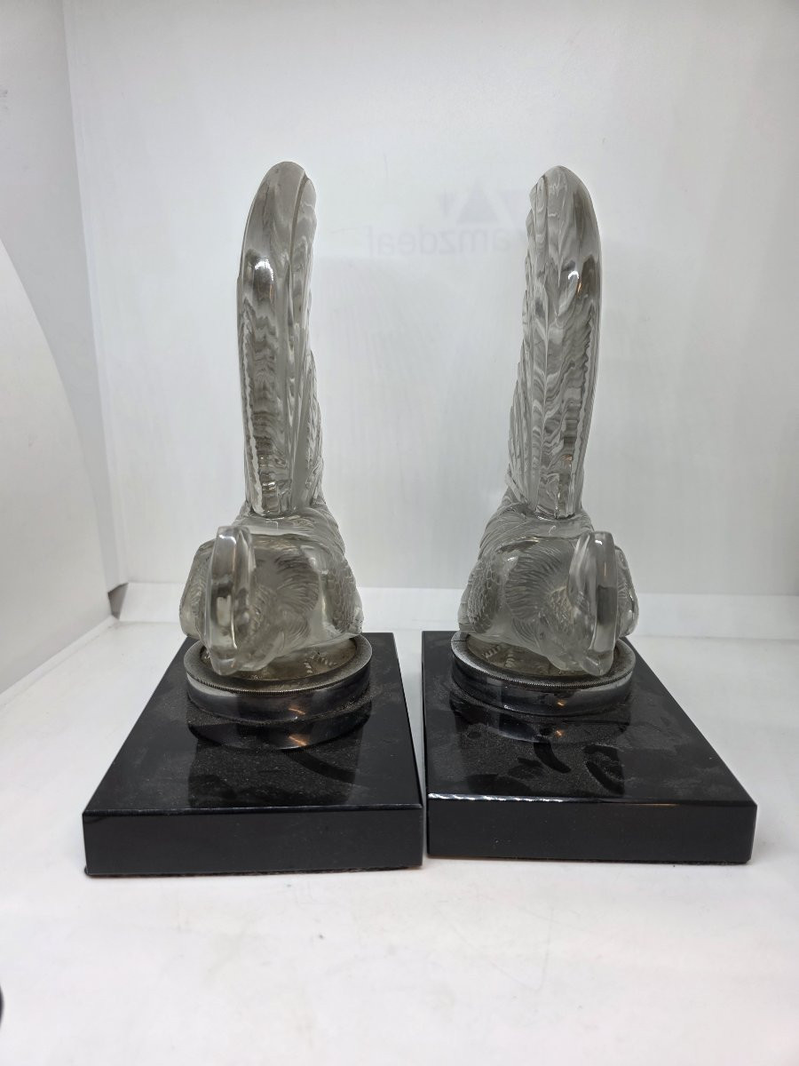 Coppia di Galli in cristallo di R.Lalique fine anni venti-photo-3