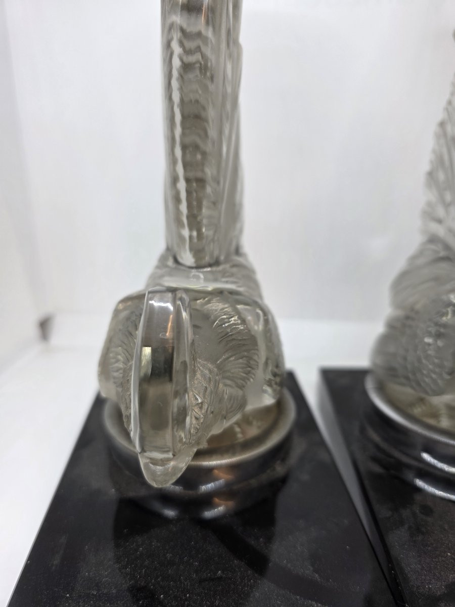 Coppia di Galli in cristallo di R.Lalique fine anni venti-photo-4