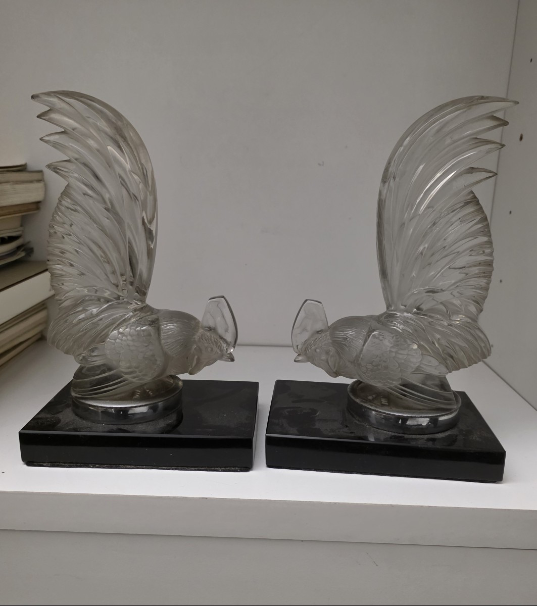 Coppia di Galli in cristallo di R.Lalique fine anni venti