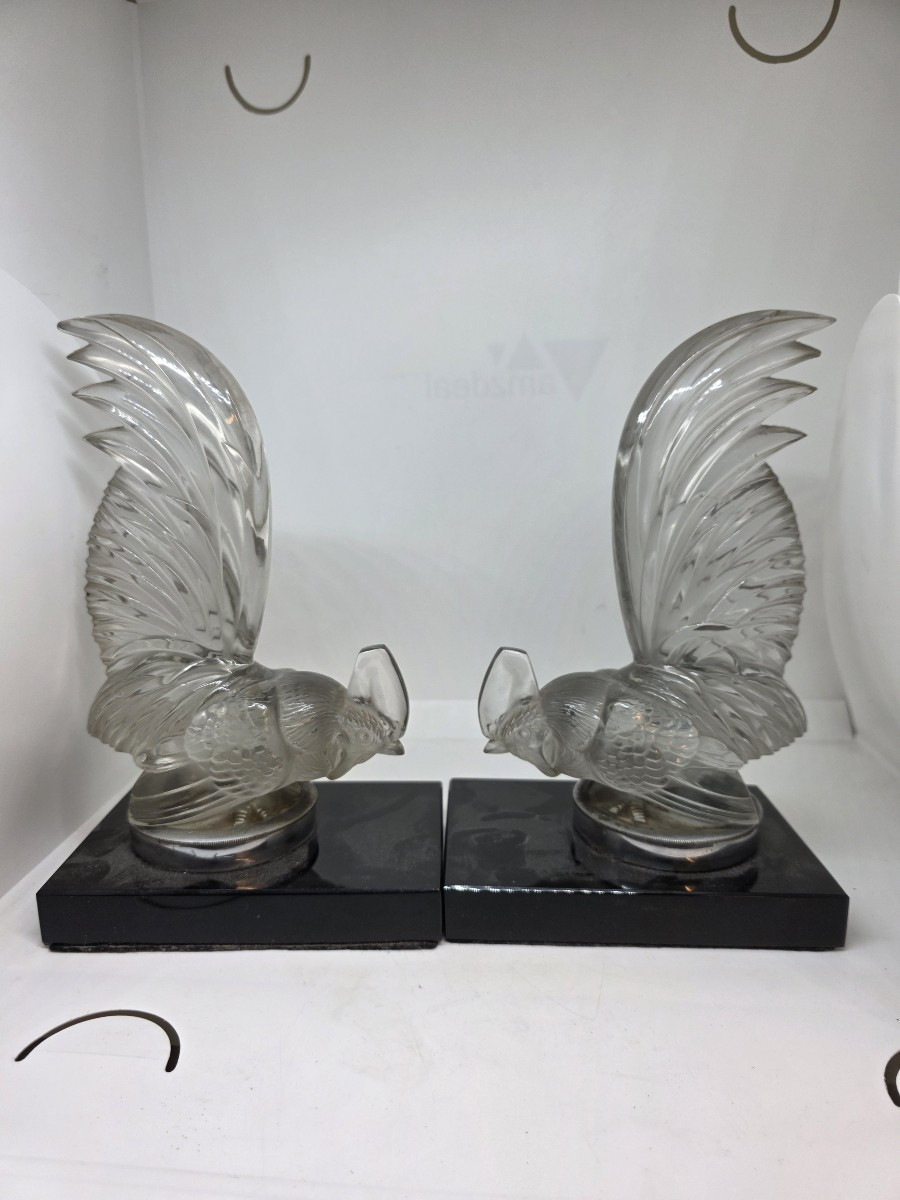 Coppia di Galli in cristallo di R.Lalique fine anni venti