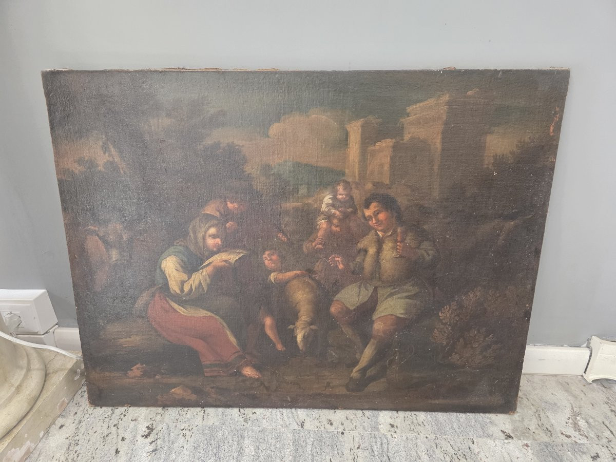 Coppia di oli su tela Antonio Mercurio Amorosi (1660 – 1738)-photo-3