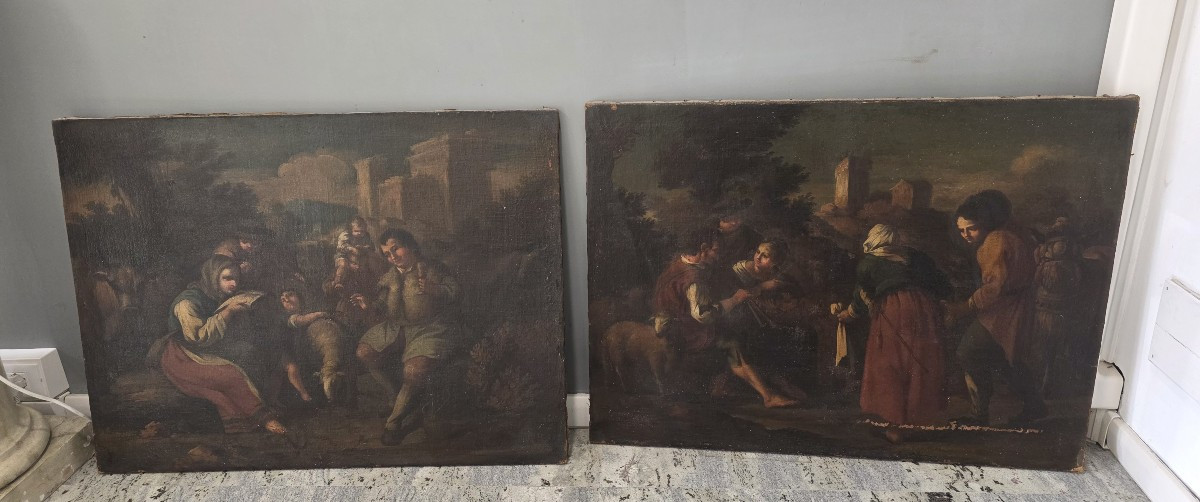 Coppia di oli su tela Antonio Mercurio Amorosi (1660 – 1738)