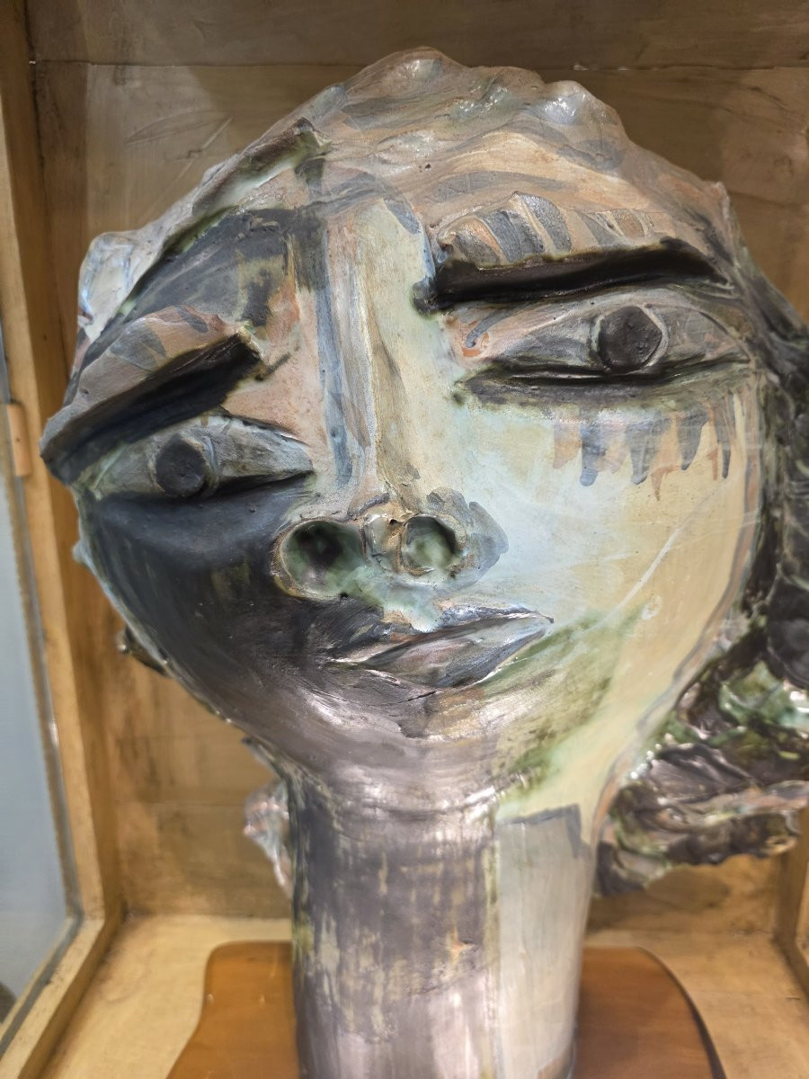 Mascera in terracotta smaltata anni 50/60-photo-2