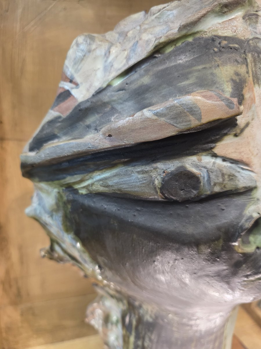 Mascera in terracotta smaltata anni 50/60-photo-2