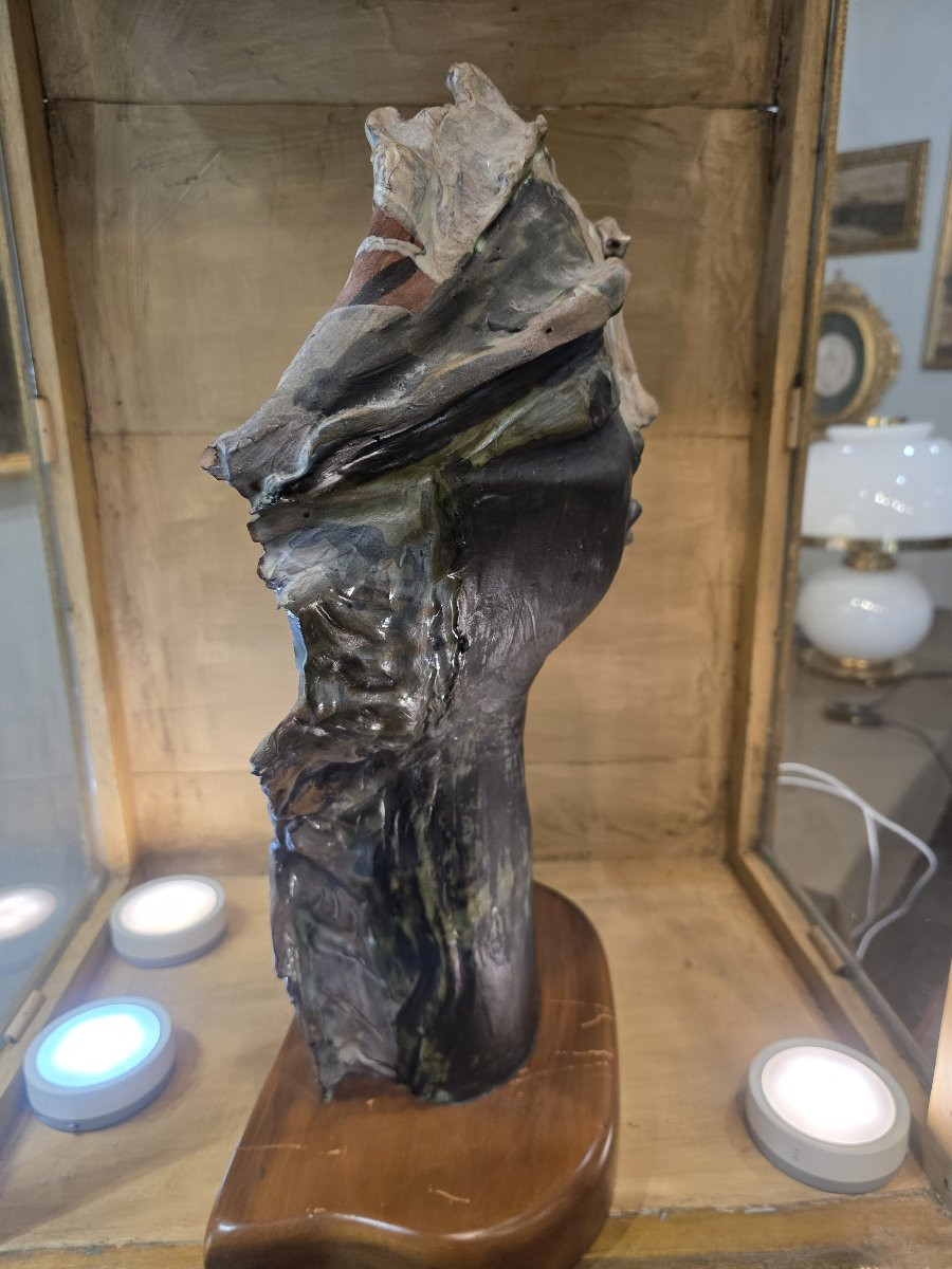 Mascera in terracotta smaltata anni 50/60-photo-6