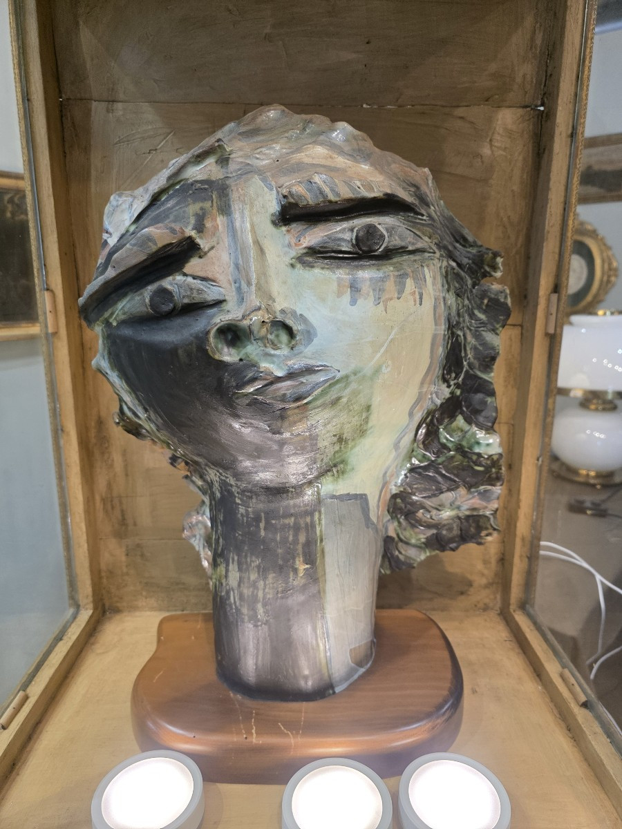 Mascera in terracotta smaltata anni 50/60