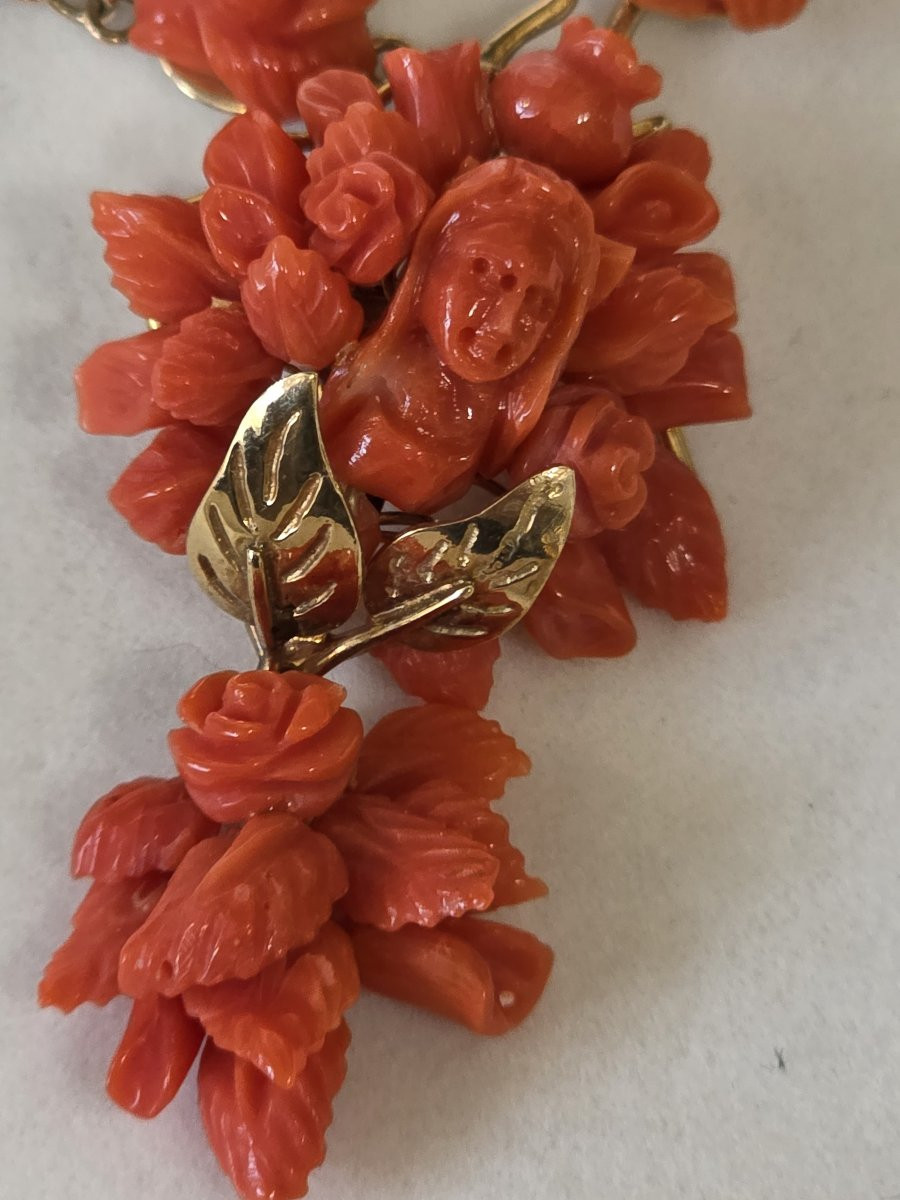 Collana con pendente in oro 9kt e corallo di sciacca-photo-4