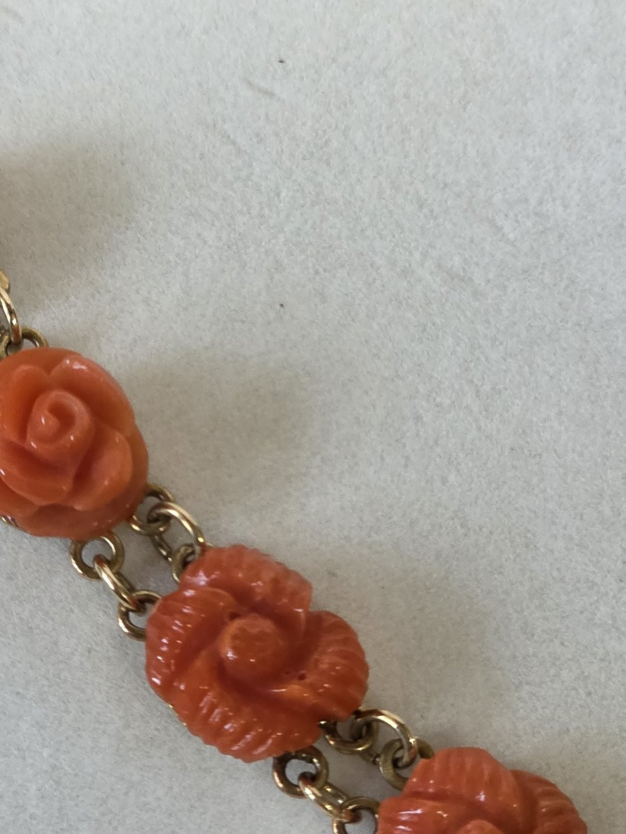 Collana con pendente in oro 9kt e corallo di sciacca-photo-1