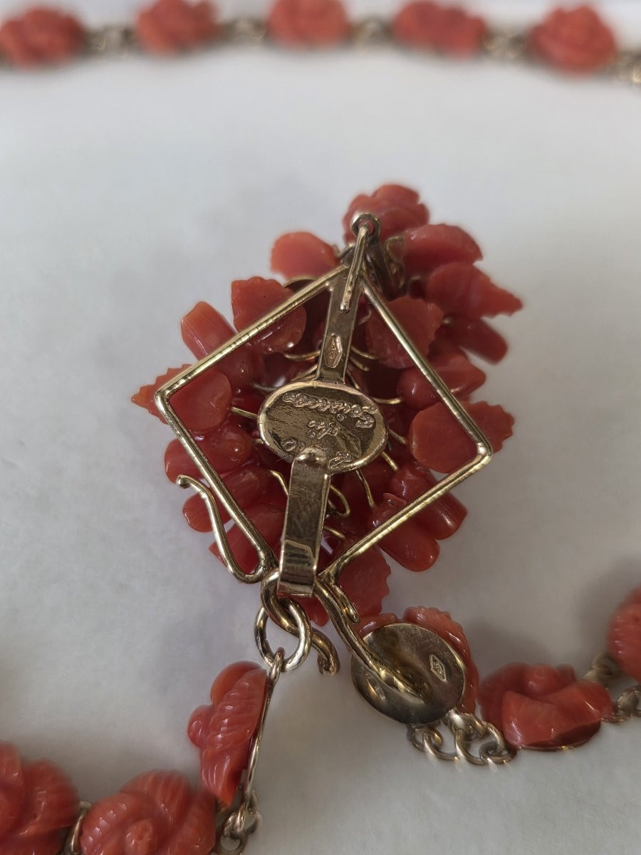 Collana con pendente in oro 9kt e corallo di sciacca-photo-2