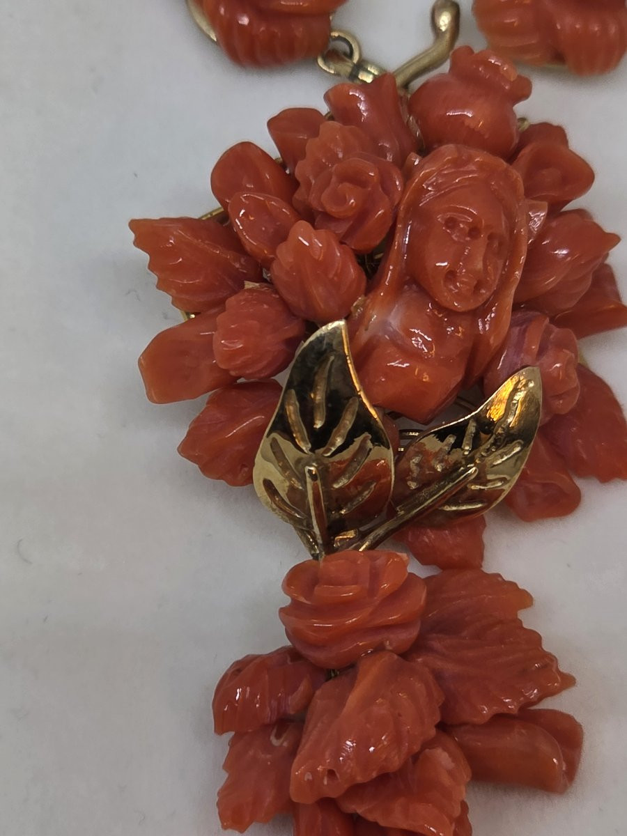 Collana con pendente in oro 9kt e corallo di sciacca-photo-4