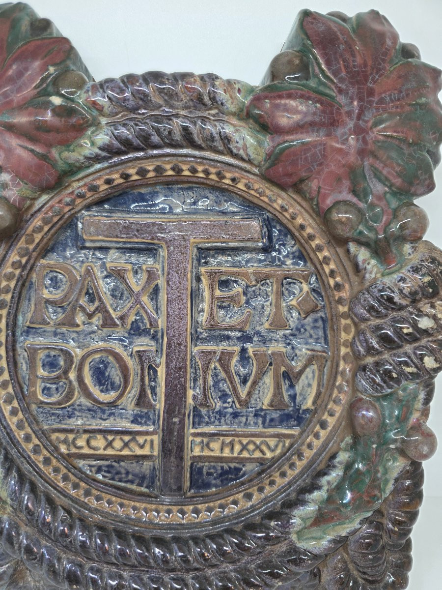 Targa devozionale a lustro "Pax Et Bonum" di Galileo Chini, Fornaci San Lorenzo, circa 1925-photo-2