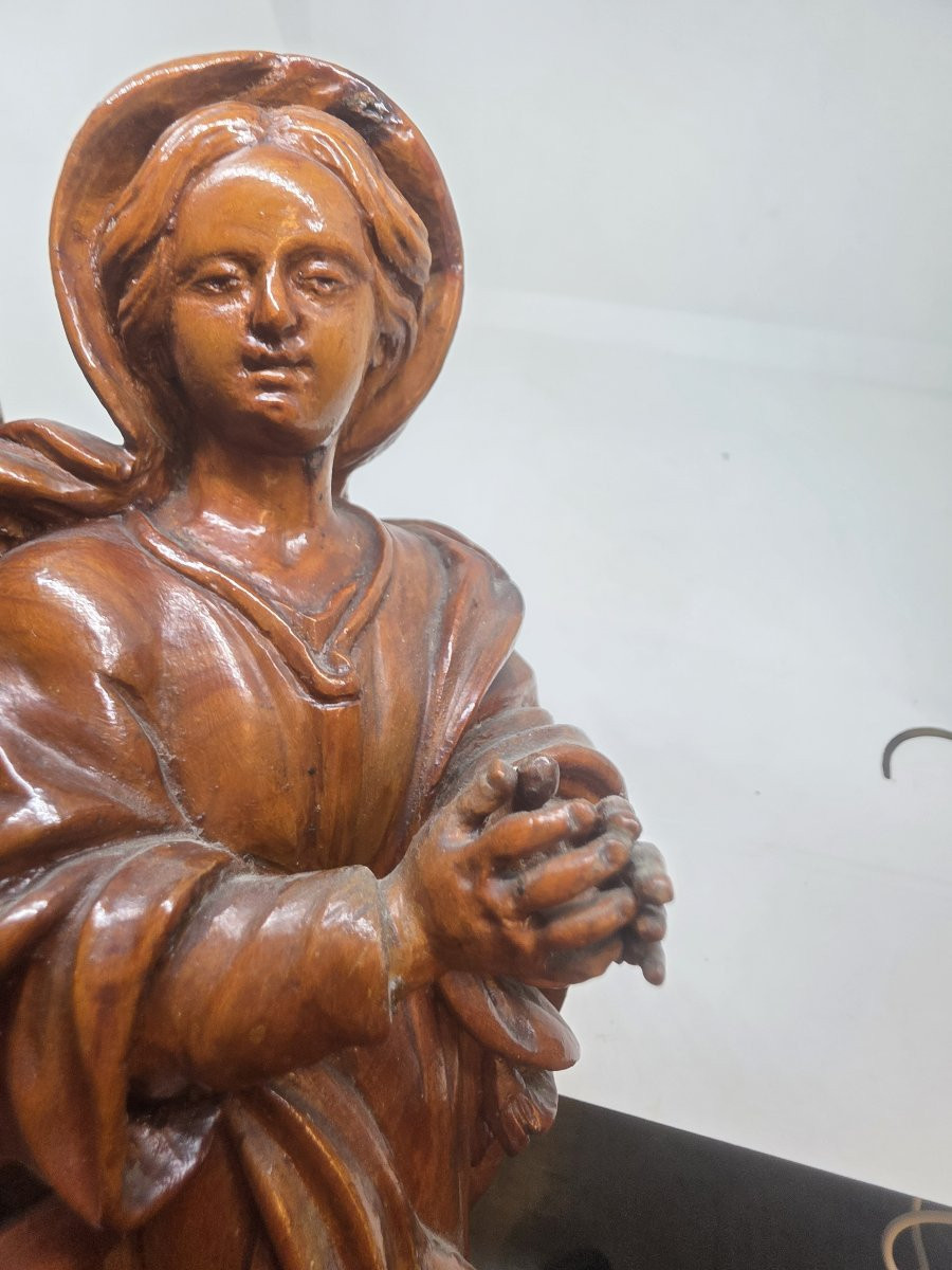 Statua in legno intagliato raffigurante Immacolata Concezione XIX secolo Sicilia-photo-2