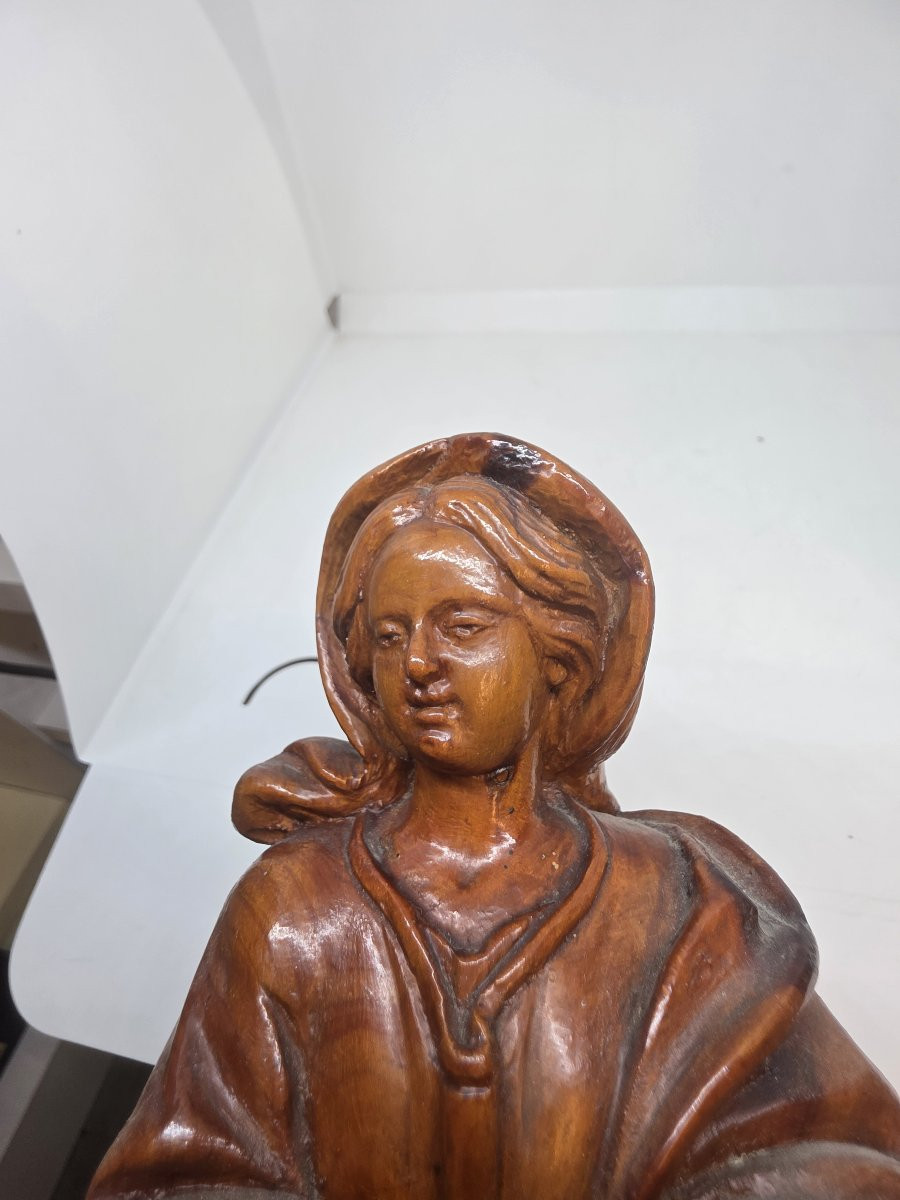 Statua in legno intagliato raffigurante Immacolata Concezione XIX secolo Sicilia-photo-3