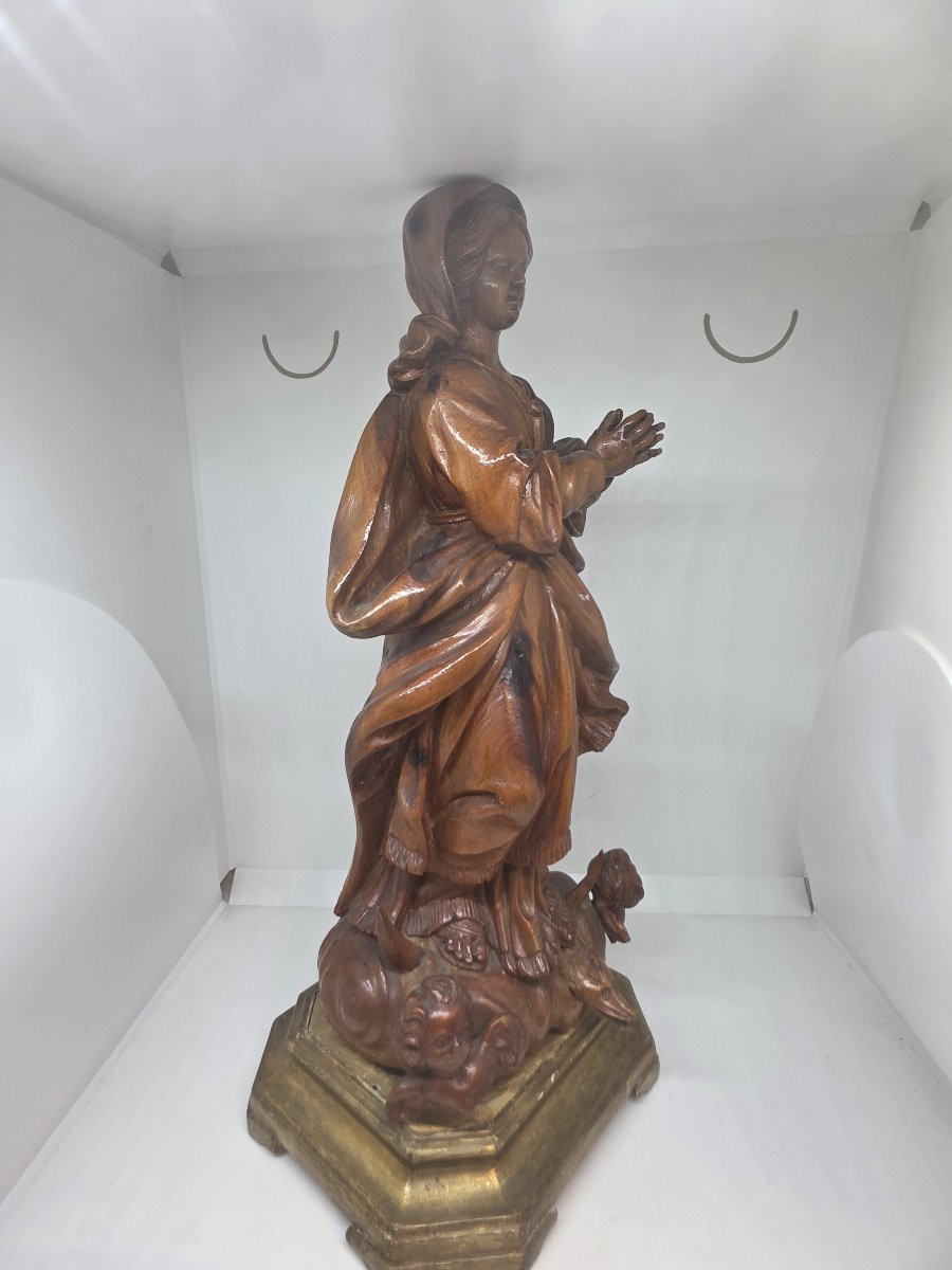 Statua in legno intagliato raffigurante Immacolata Concezione XIX secolo Sicilia-photo-5