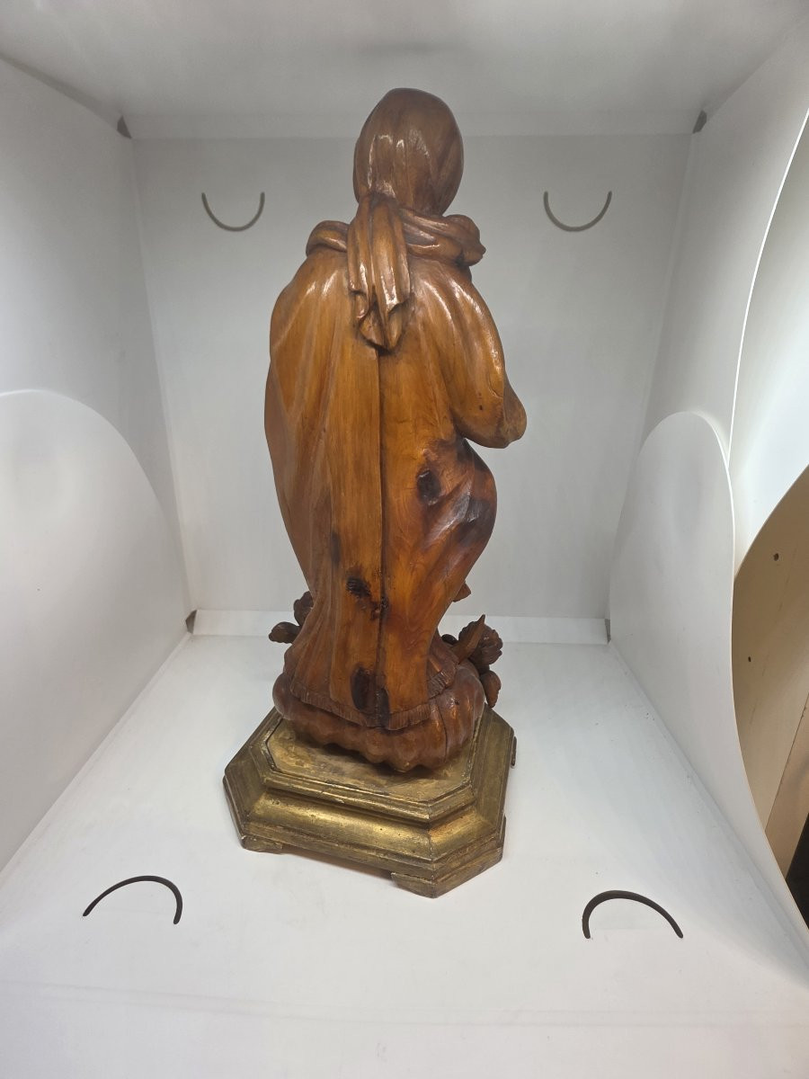 Statua in legno intagliato raffigurante Immacolata Concezione XIX secolo Sicilia-photo-6