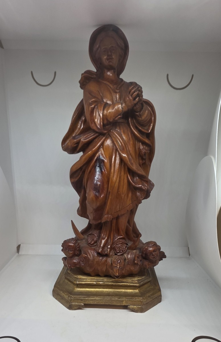 Statua in legno intagliato raffigurante Immacolata Concezione XIX secolo Sicilia