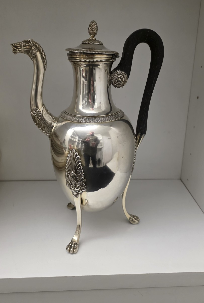 Caffettiera in argento titolo 950 Impero Parigi