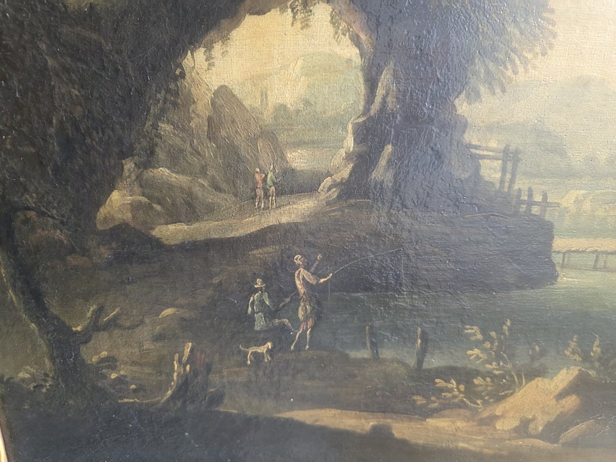 Quadro paesaggio del settecento con cornice francese.-photo-3