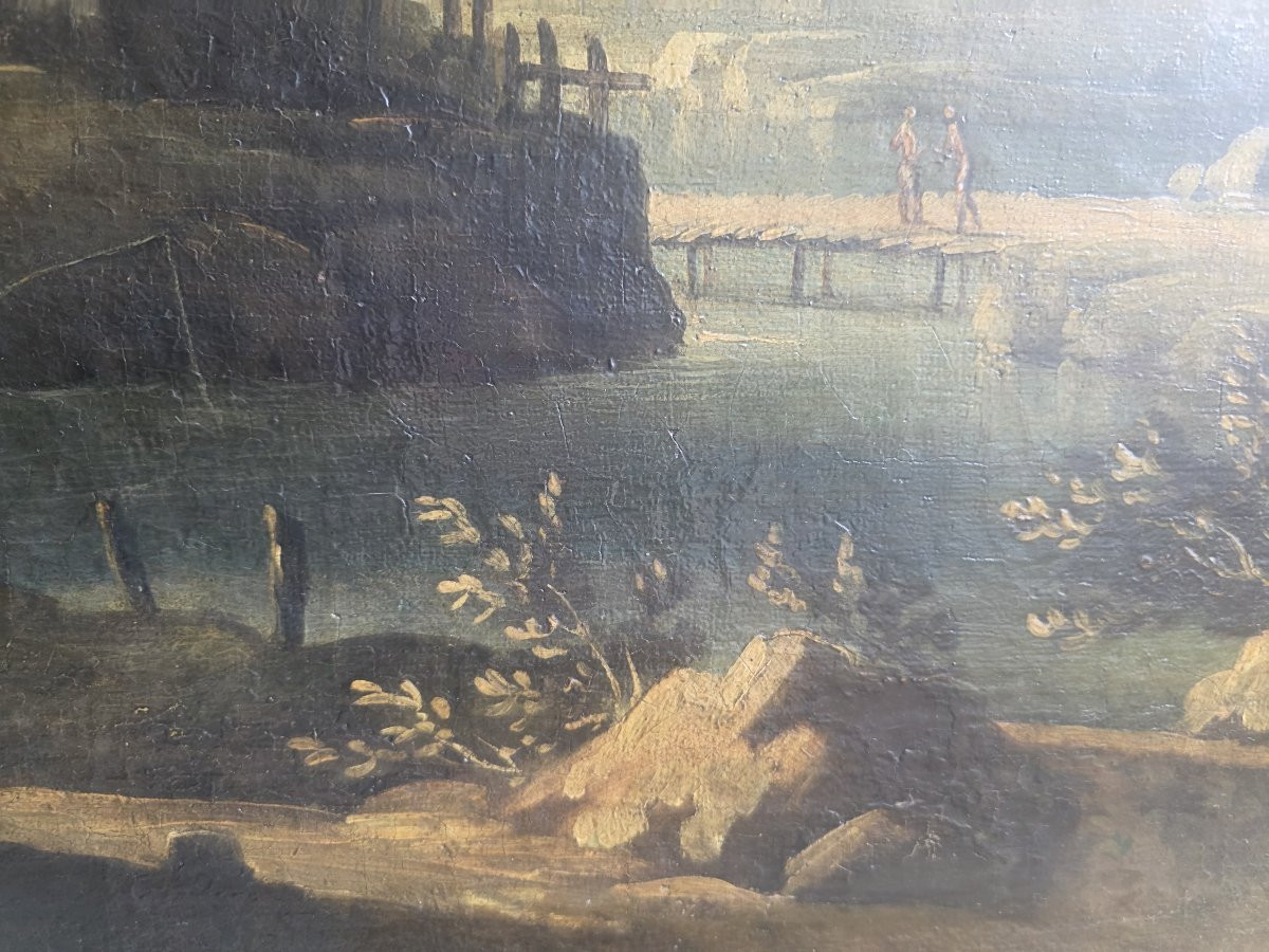 Quadro paesaggio del settecento con cornice francese.-photo-4