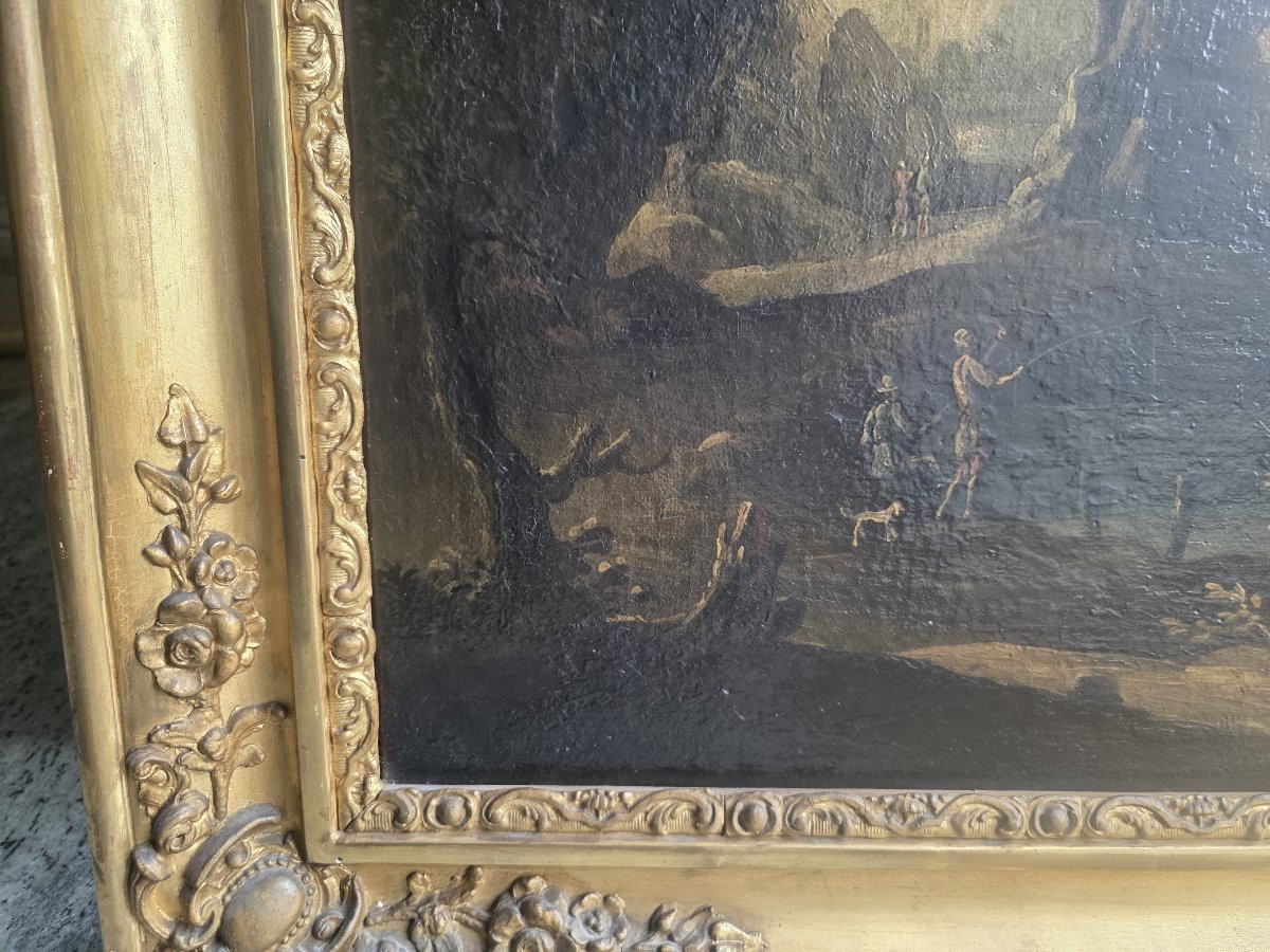 Quadro paesaggio del settecento con cornice francese.-photo-5
