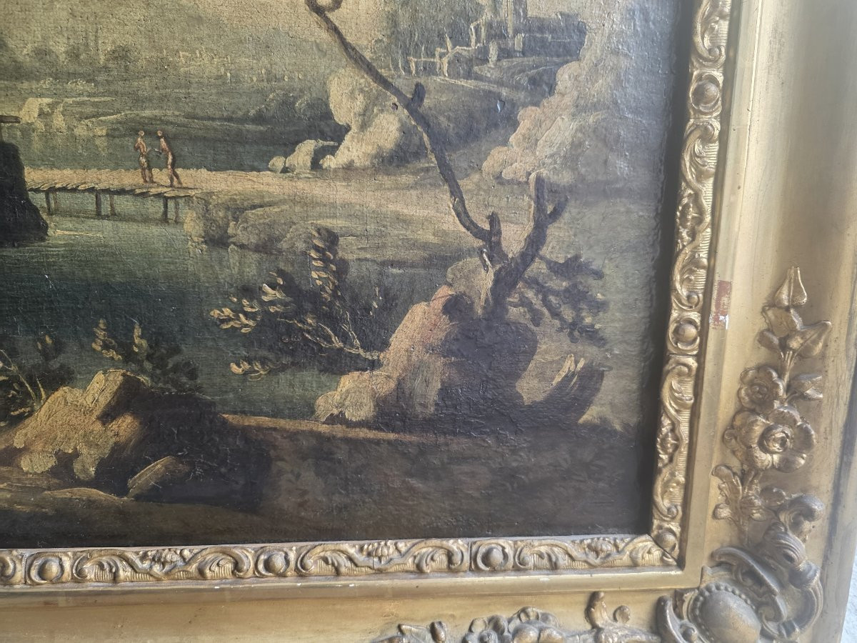 Quadro paesaggio del settecento con cornice francese.-photo-6